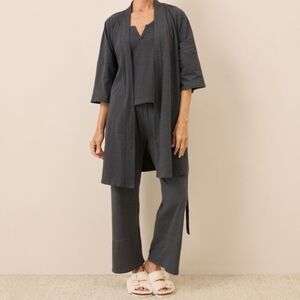 Pact Gray Staycation Organic Cotton Sustainable Short Knit Robe M